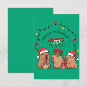 Capybara-Weihnachtslichter-Geburtstagsfeier  Dankeskarte (Vorne/Hinten)