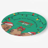 Capybara-Weihnachtslichter-Geburtstagsfeier  Pappteller (Schrägansicht)