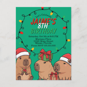 Capybara-Weihnachtslichter-Geburtstagsfeier Postkarte