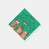 Capybara-Weihnachtslichter-Geburtstagsfeier  Serviette (Ecke)