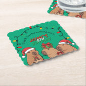 Capybara-Weihnachtslichter-Geburtstagsfeier Untersetzer (angewinkelt)