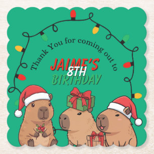 Capybara-Weihnachtslichter-Geburtstagsfeier Untersetzer
