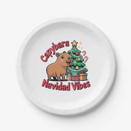 Capybara-Weihnachtsstimmung Feiertags-Humor Pappteller (Vorderseite)