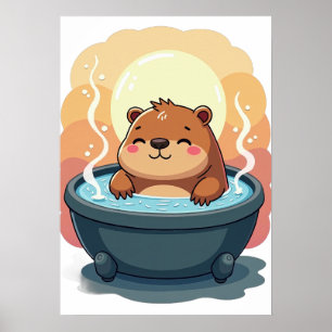 Capybara Whirlpool-Relaxation Chill-Vibes Gemütlic Poster