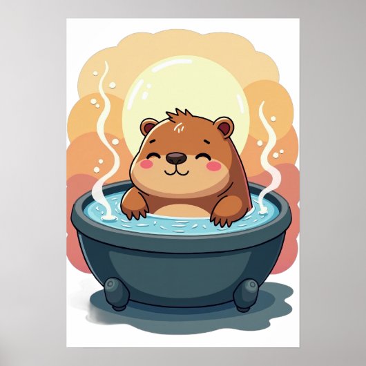Capybara Whirlpool-Relaxation Chill-Vibes Gemütlic Poster (Vorne)