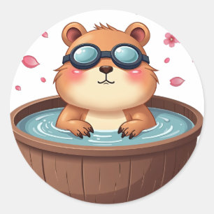 Capybara Whirlpool-Relaxation Chill-Vibes Lustige Runder Aufkleber