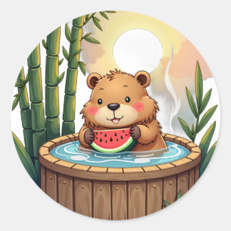Capybara Whirlpool-Relaxations-Aufkleber Runder Aufkleber