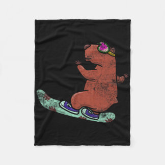 Capybara Whisperer Snowboarden Wintersport Fleecedecke