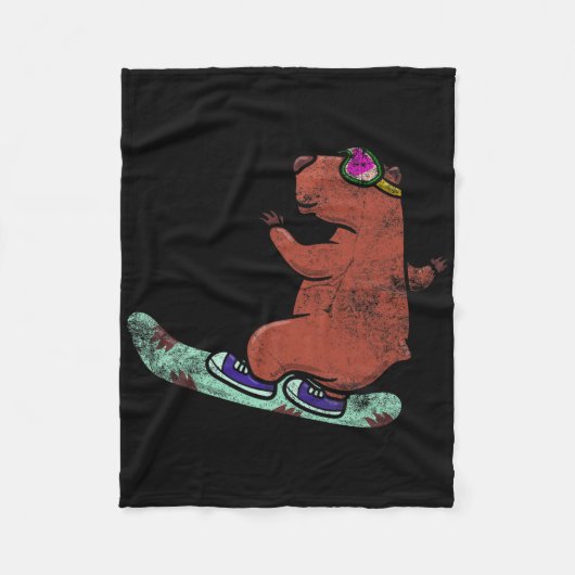 Capybara Whisperer Snowboarden Wintersport Fleecedecke (Vorderseite)