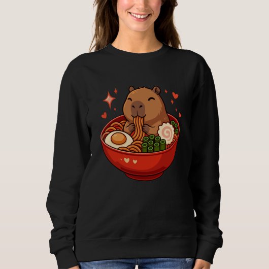 Capybara with Noodles Ramen Kawaii Capybara Sweatshirt (Vorderseite)