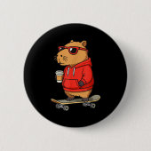 Capybara With Sungles Skater Capy Button (Vorderseite)
