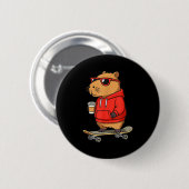 Capybara With Sungles Skater Capy Button (Vorne & Hinten)