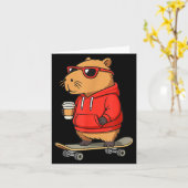 Capybara With Sungles Skater Capy  Karte (Gelbe Blume)