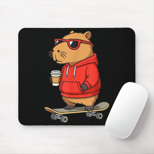Capybara With Sungles Skater Capy Mousepad (Mit Mouse)