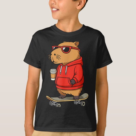 Capybara With Sungles Skater Capy T-Shirt (Vorderseite)
