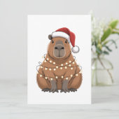 Capybara Xmas Matching Funny Santa Dankeskarte (Stehend Vorderseite)