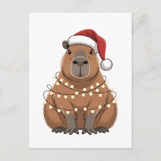 Capybara Xmas Matching Funny Santa Feiertagspostkarte (Vorderseite)