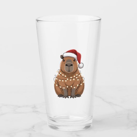 Capybara Xmas Matching Funny Santa Glas (Vorderseite)