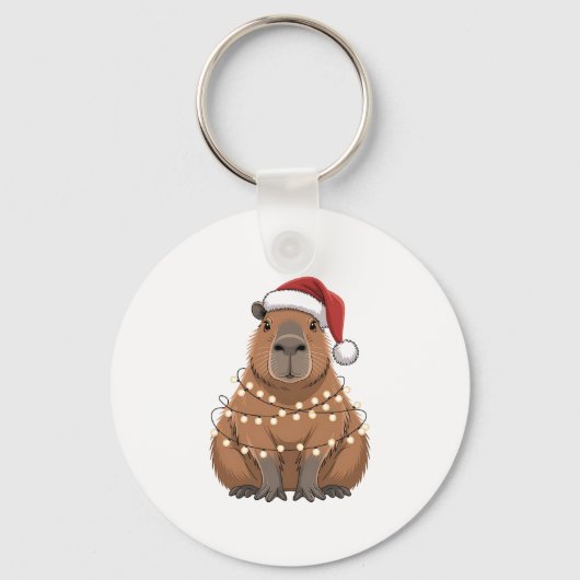 Capybara Xmas Matching Funny Santa Schlüsselanhänger (Vorderseite)
