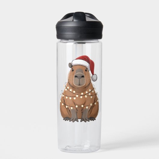 Capybara Xmas Matching Funny Santa Trinkflasche (Vorderseite)