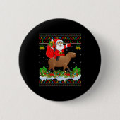 Capybara Xmas Pajamas Ugly Santa Riding Capybara C Button (Vorderseite)