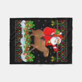 Capybara Xmas Pajamas Ugly Santa Riding Capybara C Fleecedecke (Vorderseite (Horizontal))