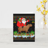 Capybara Xmas Pajamas Ugly Santa Riding Capybara C Karte (Gelbe Blume)