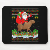 Capybara Xmas Pajamas Ugly Santa Riding Capybara C Mousepad (Vorne)