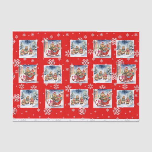 CAPYBARA XMAS TISSUE PAPER SEIDENPAPIER (Vorderseite)
