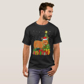 Capybara Xmas Tree Lighting Weihnachtsmannmütze T-Shirt (Vorne ganz)