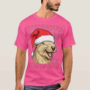Capybara Xmas Weihnachtsmannmütze Ugly Capybara T-Shirt