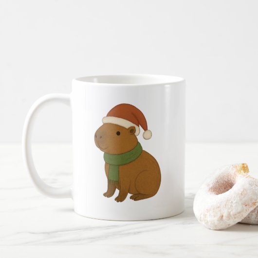 Capybara zu Weihnachten Kaffeetasse (Mit Donut)
