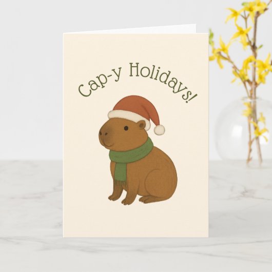 Capybara zu Weihnachten Karte (Gelbe Blume)
