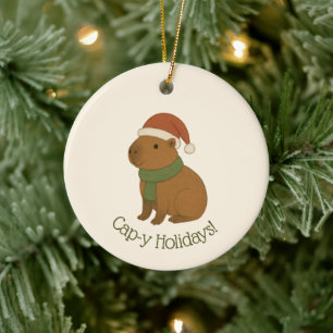 Capybara zu Weihnachten Keramik Ornament