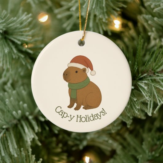 Capybara zu Weihnachten Keramik Ornament (Baum)