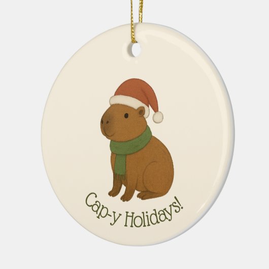 Capybara zu Weihnachten Keramik Ornament (Links)