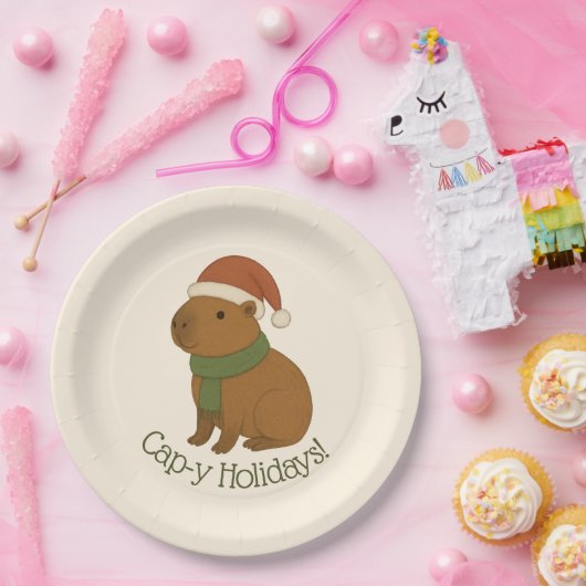 Capybara zu Weihnachten Pappteller (Party)
