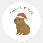 Capybara zu Weihnachten Runder Aufkleber (Vorderseite)