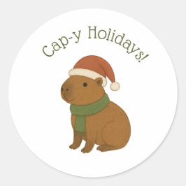 Capybara zu Weihnachten Runder Aufkleber