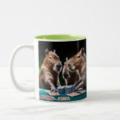 Capybaras Gambling Zweifarbige Tasse (Links)
