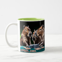 Capybaras Gambling Zweifarbige Tasse