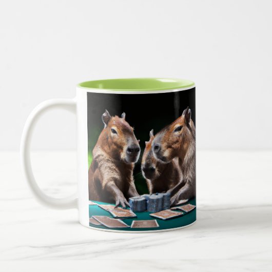 Capybaras Gambling Zweifarbige Tasse (Links)