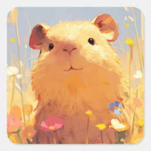 Capybaras Grüne Zuflucht Quadratischer Aufkleber