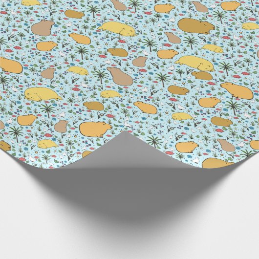 Capybaras in Blau Geschenkpapier (Ecke)