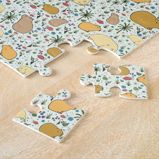 Capybaras in Grün Puzzle (Seite)