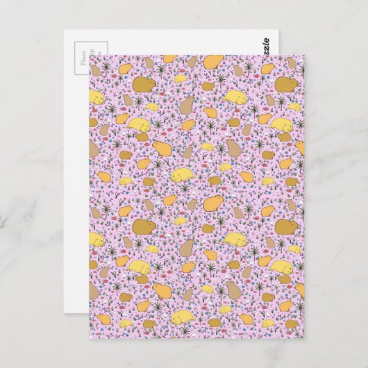 Capybaras in Rosa Postkarte (Vorne/Hinten)