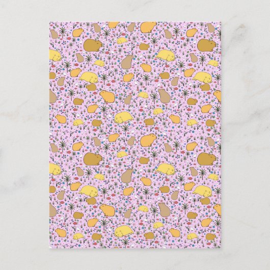 Capybaras in Rosa Postkarte (Vorderseite)