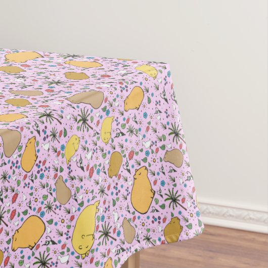 Capybaras in Rosa Tischdecke (Beispiel)