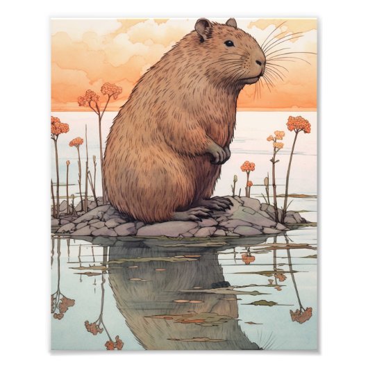 Capybaras in schöner Landschaft Fotodruck (Vorne)