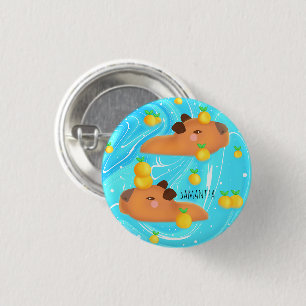 Capybaras in Wasser mit Orangen Button